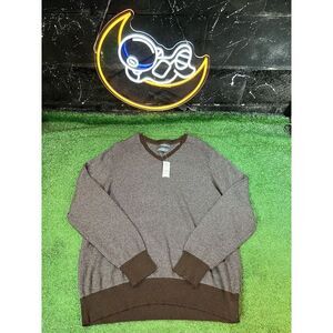 NWT Eddie Bauer V-Neck Sweater Men's Size XL Heather Brown Cotton Cashmere Blend